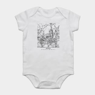 SEOUL SOUTH KOREA BLACK CITY STREET MAP ART Baby Bodysuit